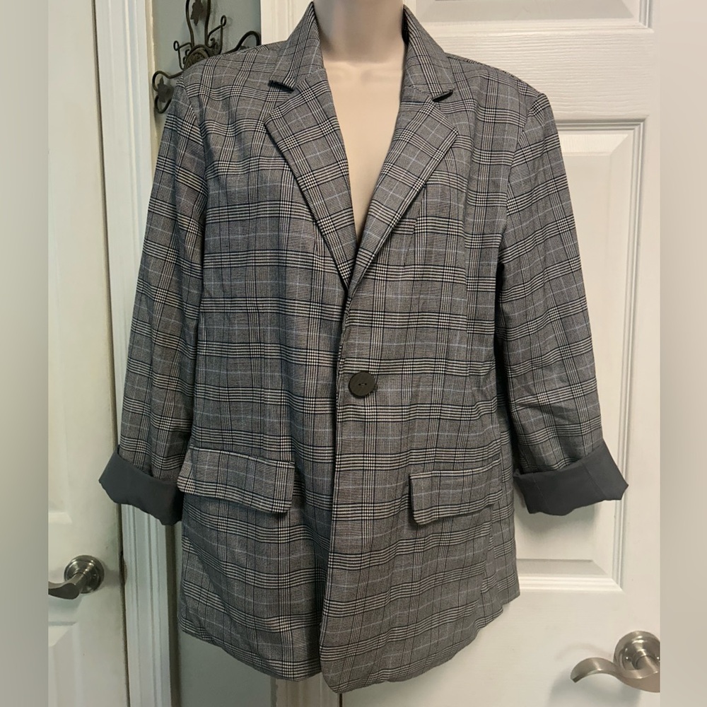 Prologue Black & Gray Plaid Blazer Oversized Sz Small Menswear Look